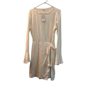 Culture Code Ruffled Belle Sleeves Wrap Tie Dress Womens Size Medium Cream New